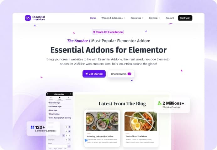Essential Addons for Elementor marketing website